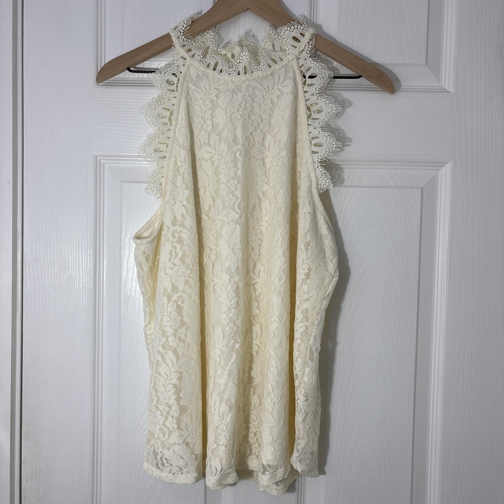 NWT Maurice's Lace Sleeveless Top Womens XL Crochet Venice Lace Trim Cream Lined